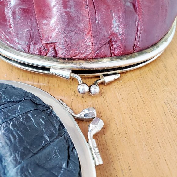 VTG EEL Skin Small Change Purses Red Black Wallets Bundle Retro Accessories - Picture 7 of 8